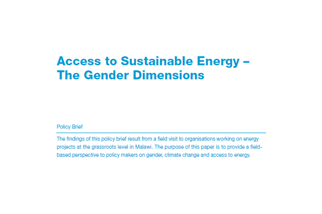 Policy Brief: Access to Sustainable Energy – The Gender Dimensions